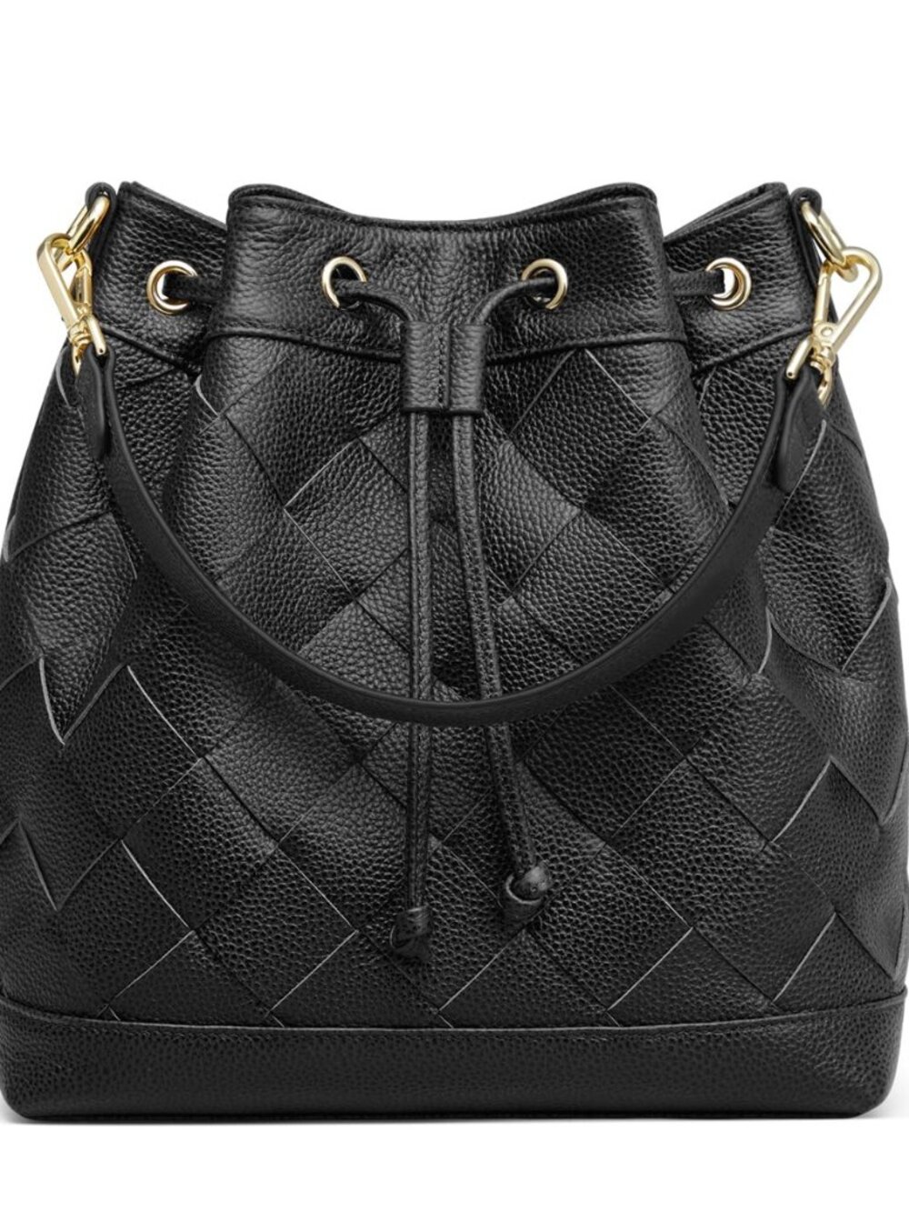 Woven Leather Bucket Bags for Women, Drawstring Crossbody Hobo Purses and
